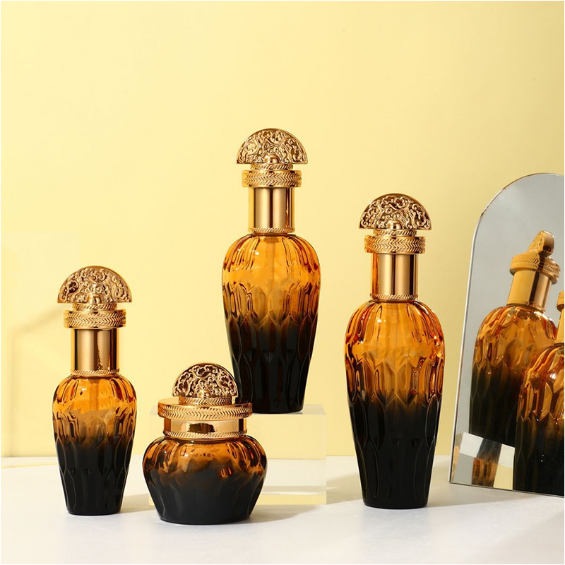 Cosmaidí Pacáistiú Cúram Craiceann Gloine Frosted Coimeádáin Buidéal Lotion Gloine Le Caidéal Dropper Cosmaidí Pacáistiú Cúram Craiceann Gloine Frosted Coimeádáin Buidéal Lotion Gloine Le Caidéal Dropper