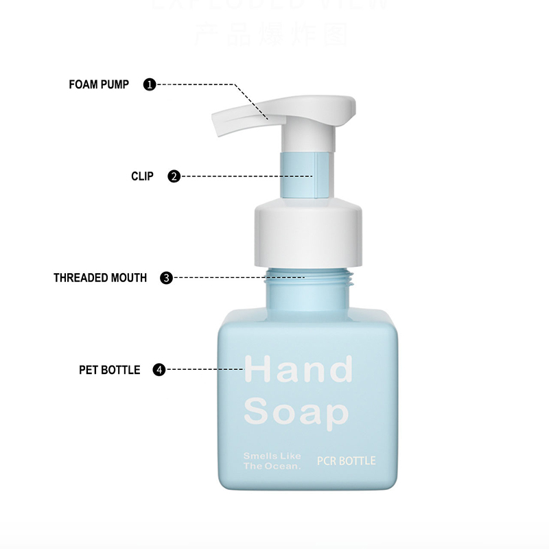 PCR In-athlíonta Glantóir Aghaidhe Cearnóg 250ml Dispenser Gallúnach Láimhe Buidéal Nigh Comhlacht Gallúnach Láimhe le Caidéal Foam PCR In-athlíonta Glantóir Aghaidhe Cearnóg 250ml Dispenser Gallúnach Láimhe Buidéal Nigh Comhlacht Gallúnach Láimhe le Caidéal Foam