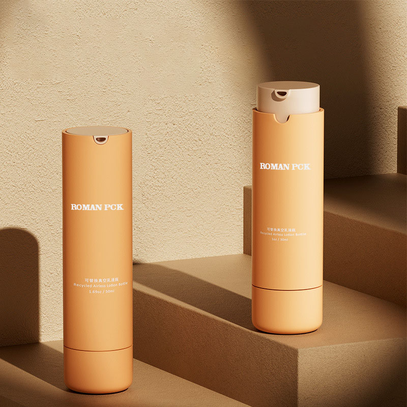 Oráiste 15ml 30ml 50ml Buidéal Caidéil Plaisteacha Gan Aer PP Maidir le Pacáistiú Séiream Cúraim Craiceann Cosmaideacha Lotion Uachtar
