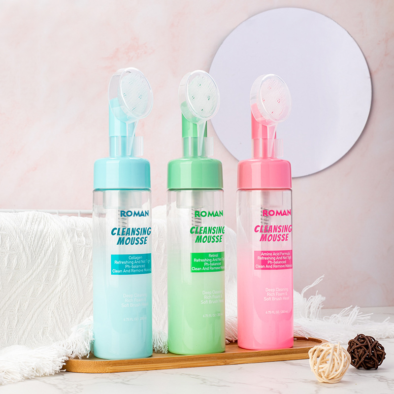 50ml 60ml 80ml 100ml 120ml 150ml Craiceann Bog dteagmháil Comhlacht Glantóir Aghaidh Nigh Massage Peataí Buidéil Cúradh Plaisteacha le Caidéal Lóis Scuab Silicone