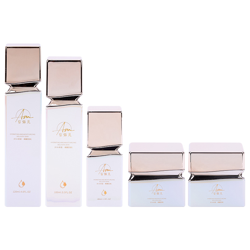 Próca Uachtar Gloine Cearnógach le hÉifeacht Iridescent Do Uachtar Aghaidh Agus Uachtar Súl Próca Uachtar Gloine Cearnógach le hÉifeacht Iridescent Do Uachtar Aghaidh Agus Uachtar Súl