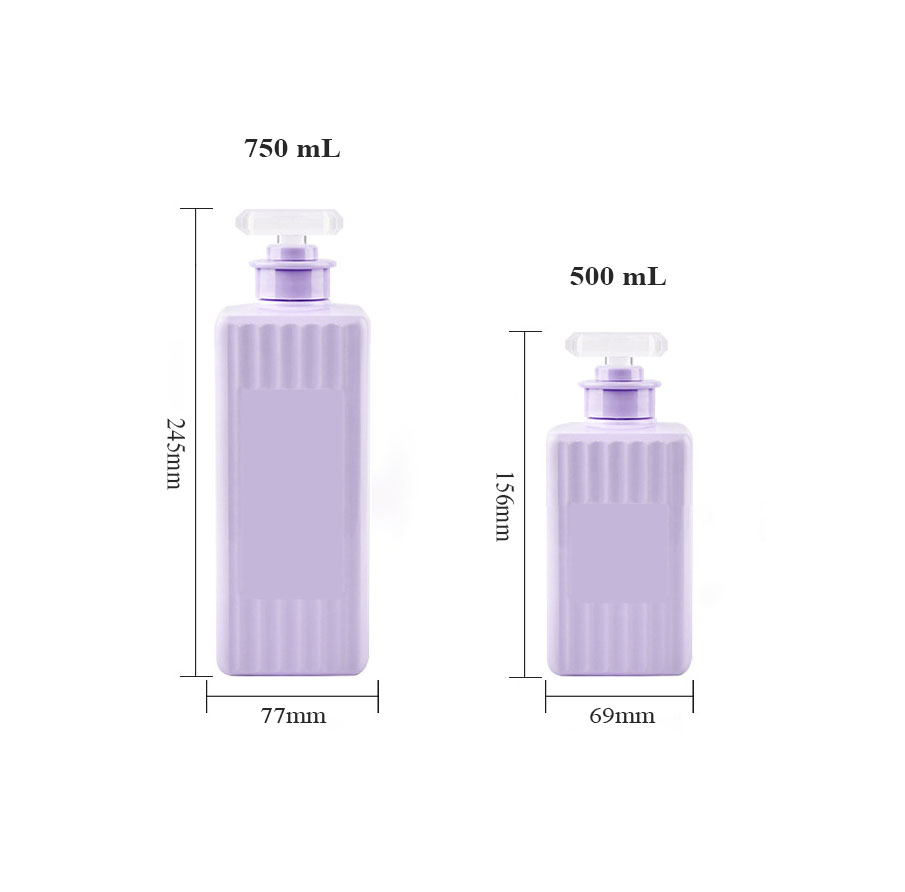 500ml 750ml Buidéal Caidéal Lotion Peataí Plaisteacha Cearnóg Le Dromchla Cruth Stripe le haghaidh Seampú Ola Gruaige agus Coimeádán Cosmaideacha oiriúntóir 500ml 750ml Buidéal Caidéal Lotion Peataí Plaisteacha Cearnóg Le Dromchla Cruth Stripe le haghaidh Seampú Ola Gruaige agus Coimeádán Cosmaideacha oiriúntóir