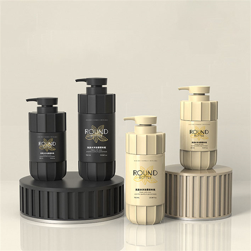 Neamhlonrach Dubh 550 ml 600 ml 700 ml 750ml Stráice Plaisteach Peataí Balla Tiubh Buidéal Caidéil Lotion Plaisteacha Le haghaidh Glóthach Cith Seampú Gréine Glantóir